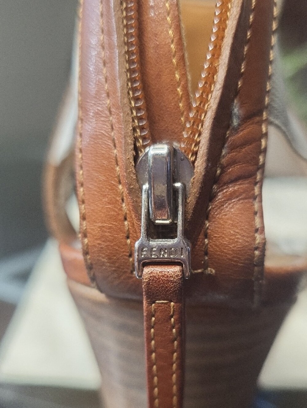 Fendi Brown & Cream Leather Wedge Sandals - Picture 2 of 11
